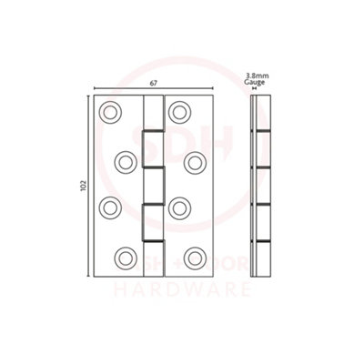 Eclipse Phosphor Bronze Washered Hinge 4 Inch (102mm x 67mm x 3mm) - Polished Brass (Sold in Pairs)