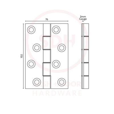 Eclipse Phosphor Bronze Washered Hinge 4 Inch (102mm x 76mm x 3mm) - Polished Brass (Sold in Pairs)