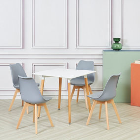 ECN Tulip Style Dining Chair (Pack of 4) - L43 x W48 x H82 cm - Light Grey