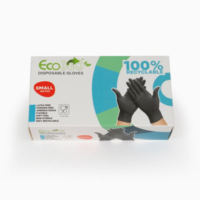 ECO 360 Recyclable TPE Gloves Black - Small - 100pk - Food Safe