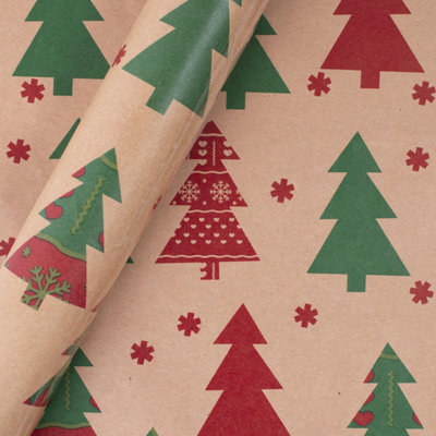 Christmas Wrapping Paper Faux Embroidered Trees, Green and Red, Sewn, Faux  Embroidery Look, Cottage Core, Holiday Gift Wrap, 20x29 -  Denmark
