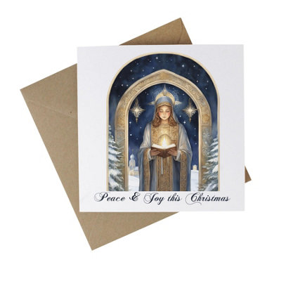 Eco Friendly Christmas Cards - Recycled Card Plastic Free Xmas Greetings Cards Gift - Religious Angel Peace & Joy - Pack of 10