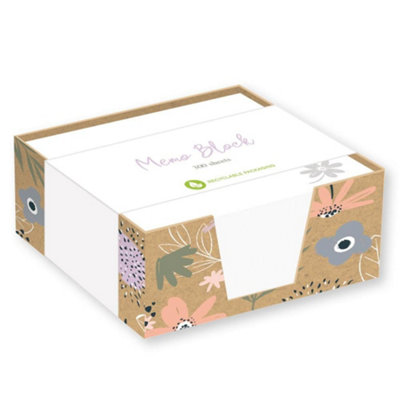 Eco-Friendly Floral Brush Memo Block for Notes and Doodles