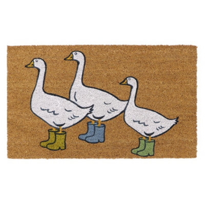 Eco-Friendly Latex Backed Coir Door Mat, Geese