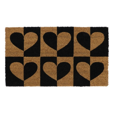 Eco-Friendly Latex Backed Coir Door Mat, Heart to Heart