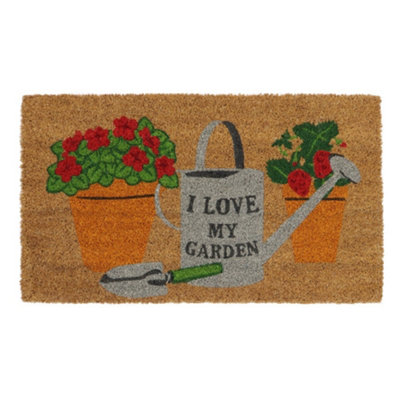 EcoFriendly Latex Backed Coir Door Mat, I Love My Garden DIY at B&Q