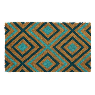 Eco-Friendly Latex Backed Coir Door Mat, Rhombus