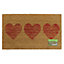 Eco-Friendly Latex Backed Coir Door Mat, Three Hearts