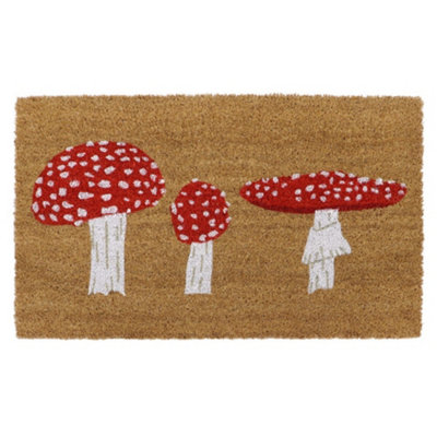 Eco-Friendly Latex Backed Coir Door Mat, Toad Stool