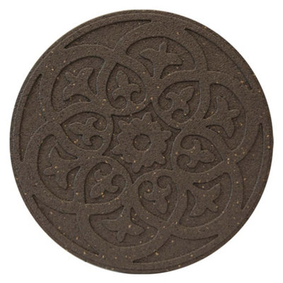 Eco Friendly Stepping Stones Garden Ornamental Path Weatherproof Recycled Rubber with Scroll Design (x2 Earth)