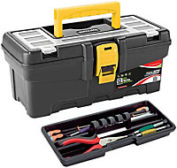 Eco Master Series 13'' Tool Box with Carry Handle & Hinged Lid with Plastic Clamp