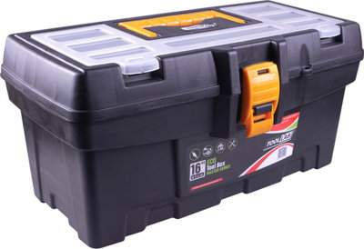 Eco Master Series 16'' Tool Box With Carry Handle & Hinged Lid with Plastic Clamp