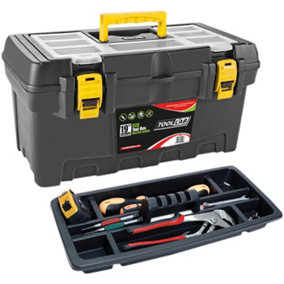 Eco Master Series 19" Tool Box With Carry Handle & Hinged Lid with Plastic Clamp