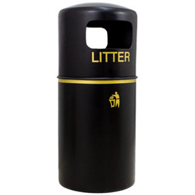 Eco Recycled Hooded Top Litter Bin - 90 Litre -  Steel Liner