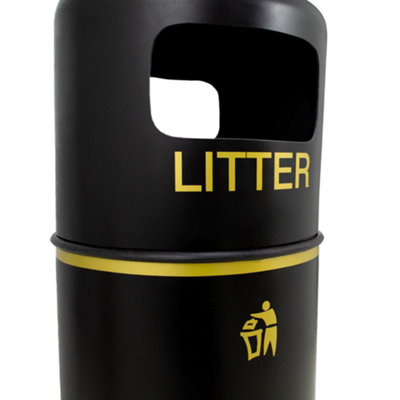 Eco Recycled Hooded Top Litter Bin - 90 Litre -  Steel Liner - 3