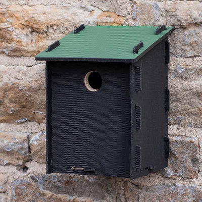 Eco Small Bird Box with 25mm Hole - Recycled LDPE Plastic/Wood - L17 x W17 x H26 cm
