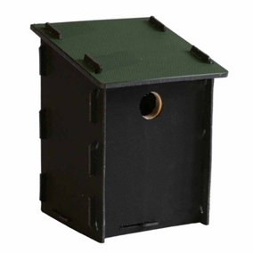 Eco Small Bird Box with 28mm Hole - Recycled LDPE Plastic/Wood - L17 x W17 x H26 cm