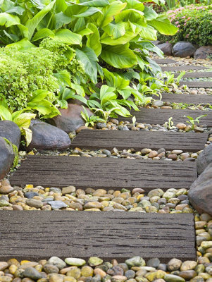 Eco Way Railroad Tie Stepping Stone - Earth 4-Pack