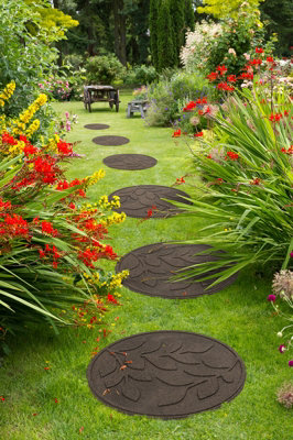 Eco Way Reversible Stepping Stone - Leaves Earth (4 Pack)