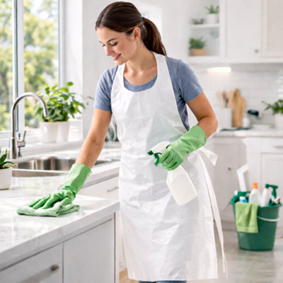 Eco White Aprons 20 Pack Recycled Polyethylene Disposable Aprons for ...