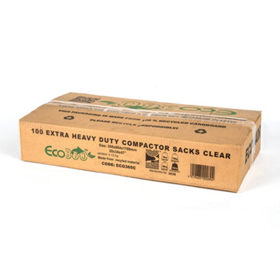 ECO360C Heavy Duty Clear Refuse Sack - Bin Bag - 15kg
