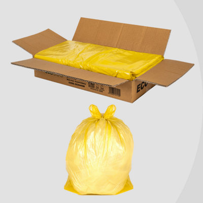 ECO440Y Medium Duty Refuse Sack Yellow Bin Bags Bin Liners 80L