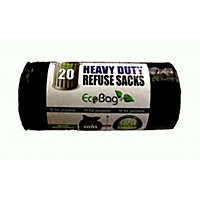 Ecobag Heavy Duty Plastic Bags (Pack Of 20) Black (31 x 14 x 14cm)
