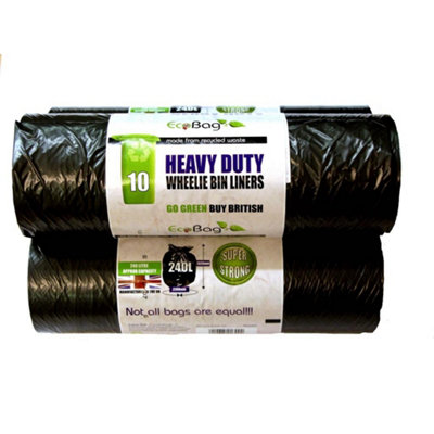 Ecobag Wheelie Bin Liner Plastic Bags (Pack Of 10) Black x
