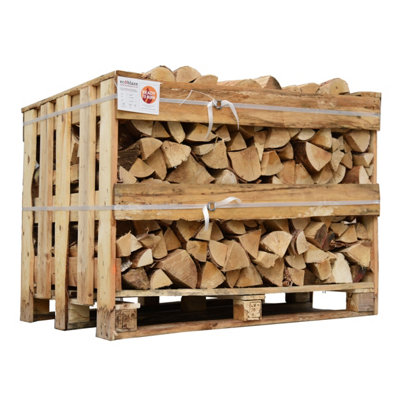 Buchenholz gespalten in Gitterbox