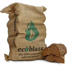 Ecoblaze Kiln Dried Oak Firewood Ready to Burn 50L Hessian Sack Hardwood Logs