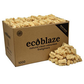 Ecoblaze Natural Firelighters 1000 Box Wax Coated Instant Spruce Fire Starters