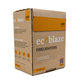 Ecoblaze Natural Firelighters 50 Box Wax Coated Instant Spruce Fire Starters