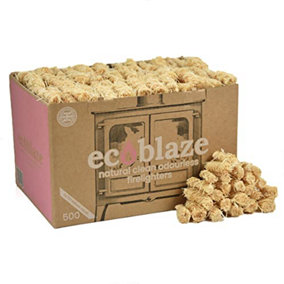 Ecoblaze Natural Firelighters 500 Box Wax Coated Instant Spruce Fire Starters