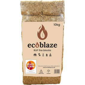 Ecoblaze RUF Fire Briquettes Pack of 12 10kg Easy to Use Heat Logs