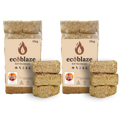 Ecoblaze RUF Heat Pk 24 Briquettes 2x10kg Bag for Wood Burner