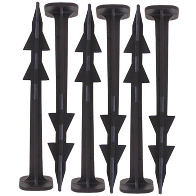 EcoGrid 160mm Barbed Ground Cover Weed Membrane Pegs, Black Plastic Garden Anchors (1000 Pack)