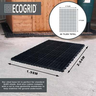 EcoGrid 6 x 8ft Shed Base Kit - Garden Base with Weed Membrane - Hot Tub, Greenhouse, Garden Office or Summer House Flooring Base