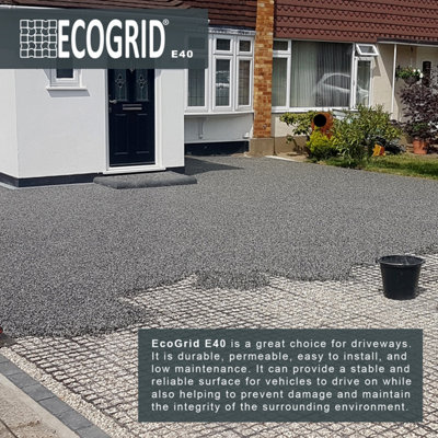 EcoGrid E40 Gravel/Grass Paving Grids- Ground Stabilisation Driveway Pathway Tiles (10 square metres)