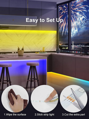 ECOLOR 32.8ft RGB LED Strip Lights Set with Remote and Control Box ...