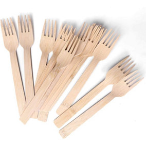 EcoLux 17cm Disposable Bamboo Forks: Pack of 1000