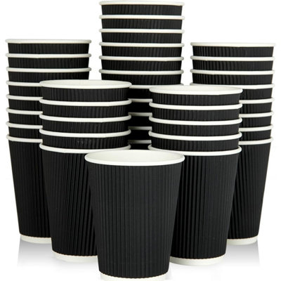 ECONX 100 X 12oz Disposable Coffee Cups Insulated Triple Wall Ripple ...