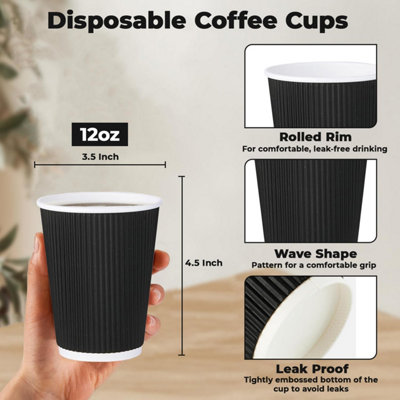 ECONX 100 X 12oz Disposable Coffee Cups Insulated Triple Wall Ripple ...