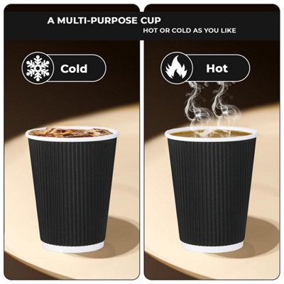 ECONX 100 X 12oz Disposable Coffee Cups Insulated Triple Wall Ripple ...