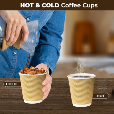 ECONX 100 X 4oz Disposable Coffee Cups Insulated Triple Wall Ripple ...