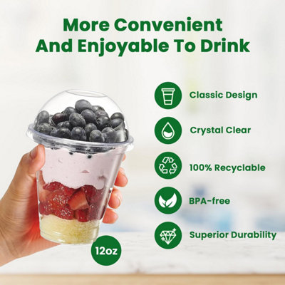 50sets 24oz. Plastic Ultra Clear Cups With Dome Lids, Dome Lids With Hole, Is For Cold Drinks Like Iced Coffee, Bubble Tea, Frozen Cocktails, Water , Sosa And Jucies