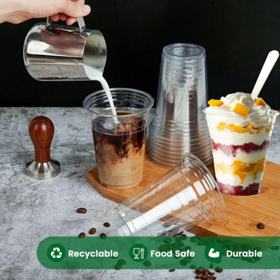 ECONX 100 X Smoothie Cups with Dome Lids 12oz Strong Clear Plastic Cups  Reusable for Smoothies