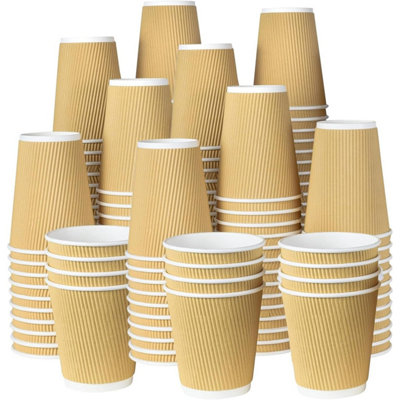 ECONX 12oz Takeaway Coffee Cups Disposable Ripple Insulated Brown Paper ...
