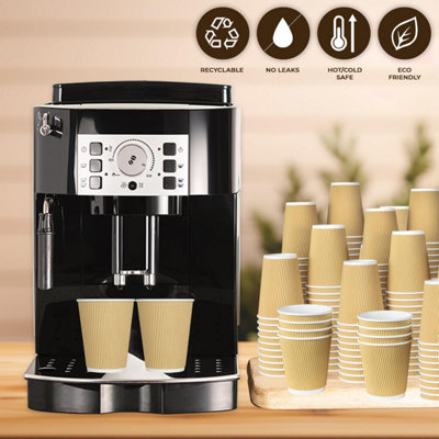ECONX 12oz Takeaway Coffee Cups Disposable Ripple Insulated Brown Paper ...
