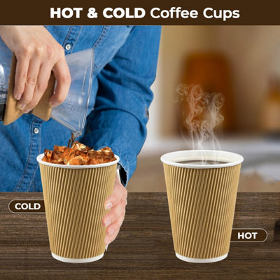 ECONX 12oz Takeaway Coffee Cups Disposable Ripple Insulated Brown Paper ...