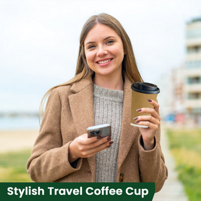 ECONX 12oz Takeaway Coffee Cups with Black Lids Triple Walled Insulated ...